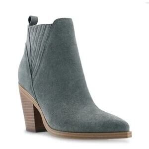 Marc‎ Fisher Gadri Gray Suede Pointed Toe Block Heel Ankle Boots 9.5